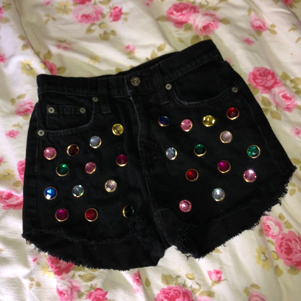 CARMAR for LF black denim shorts w/ Rhinstones